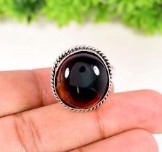 Handmade Brass Ring with Onyx Gemstone for Women Gift for Her